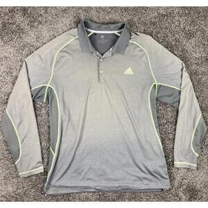Adidas Men’s Shirt XL Long Sleeve Polo Gray Climacool Performance Athletic